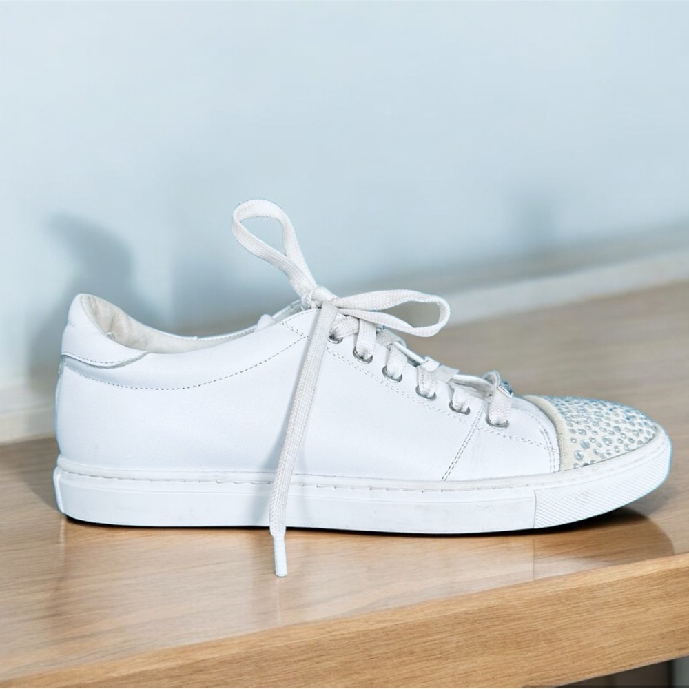 Alessandro Dell’Acqua Metallic Glitter Toe White Sneaker